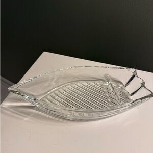 Elegant  Rare Seven Seas Clear Glass Divided Serving Dish by